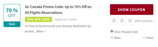 Promo Air Canada Code