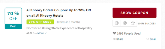 Al Khoory Hotels Show Coupon