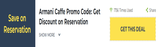 Armani Caffe Show Coupon