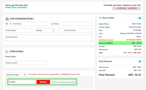 Desert Safri Promo Code
