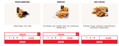 KFC For One Meal Option