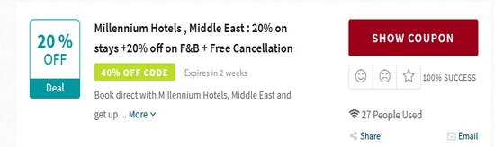 Millennium Hotels Show Coupon