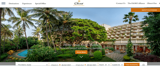 Oberoi Hotels Website