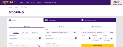 Thai Airways Online Booking